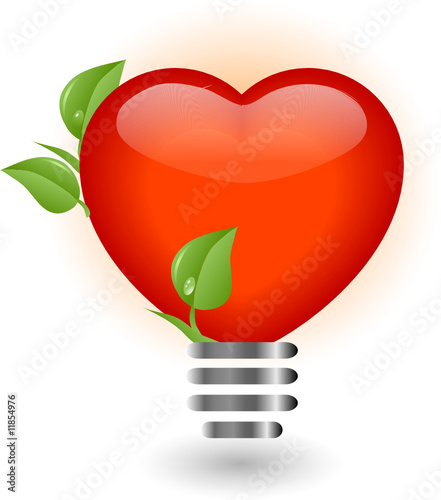Heart in lightbulb - vector illustration