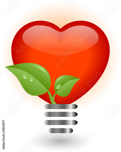 Heart in lightbulb - vector illustration