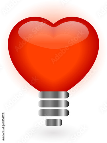 Heart in lightbulb - vector illustration