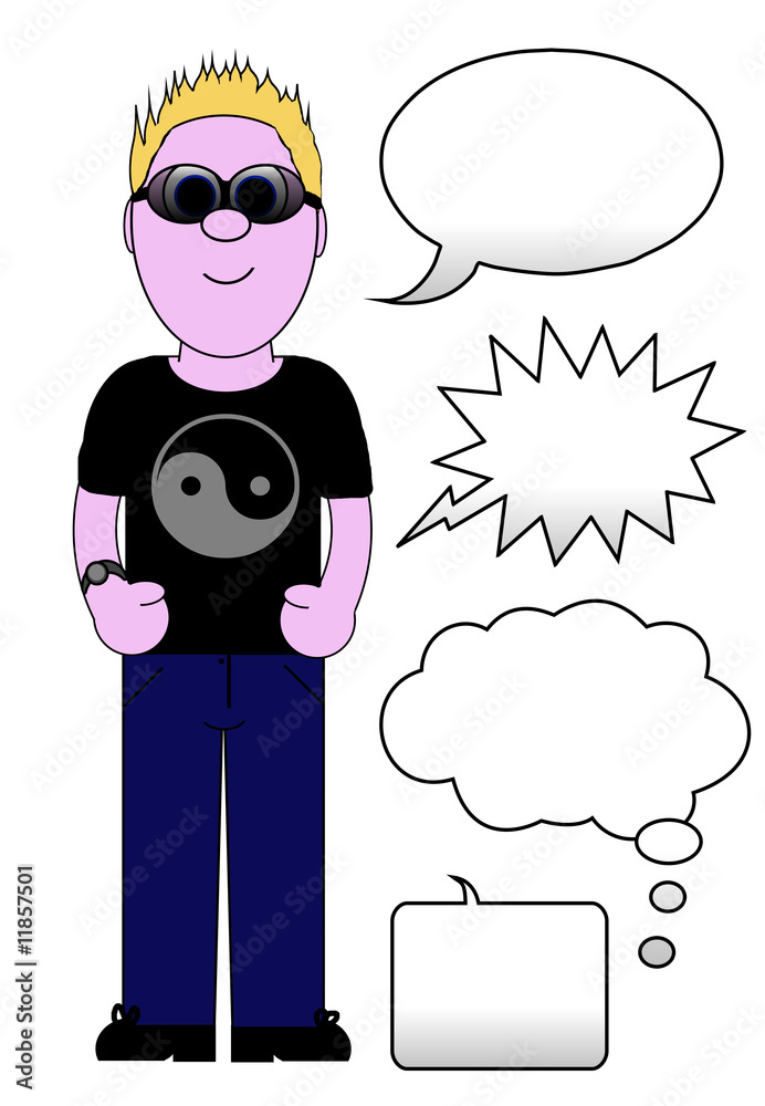 Cool guy Cartoon - With speech / thought Set - Isolated Cool guy Cartoon - With speech / thought Set - Isolated