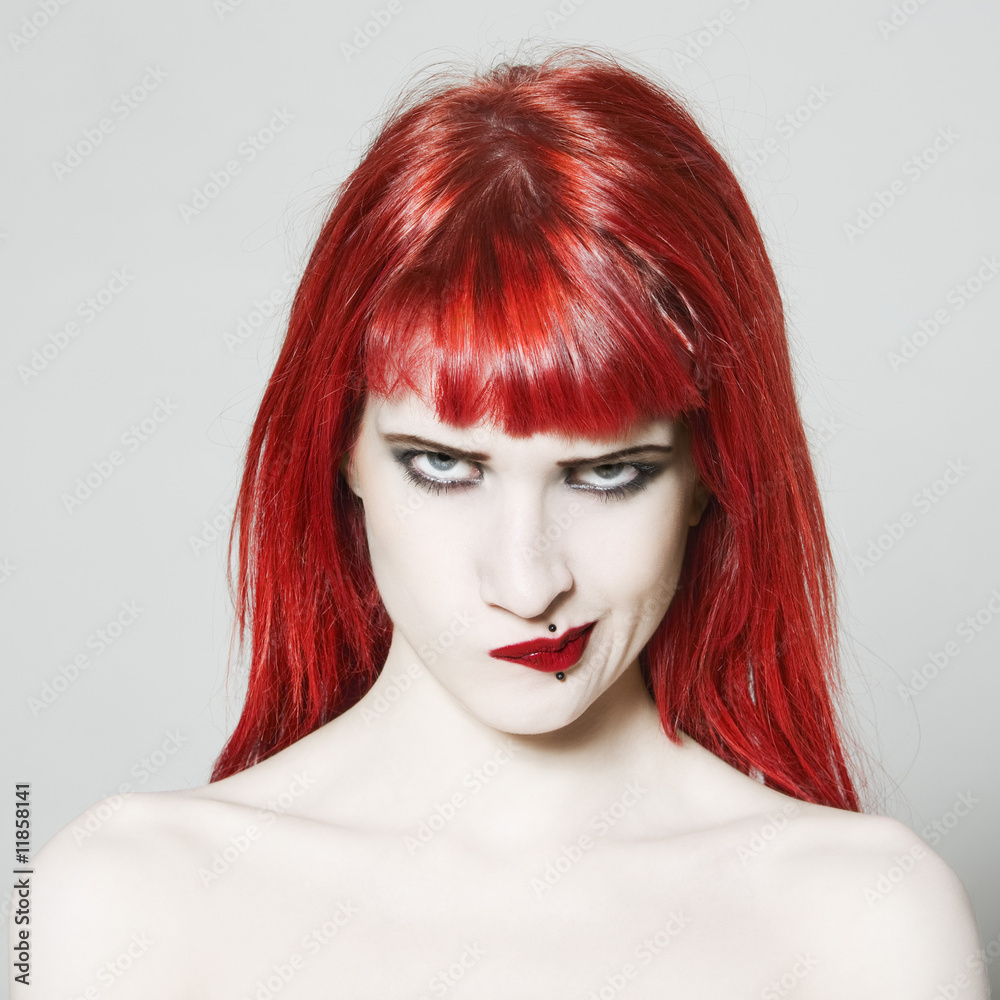 angry Funny & sexy expressive redhead girl Stock Photo | Adobe Stock