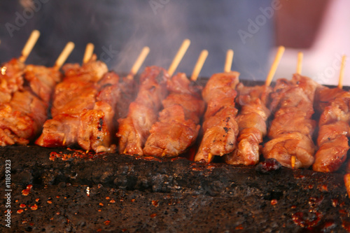 Japanese festival food chicken sticks