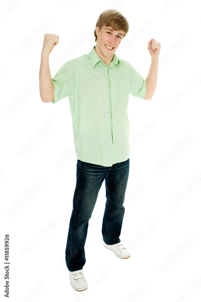 Young man flexing muscles Young man flexing muscles