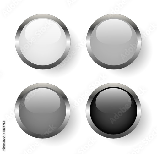 Black and white metal buttons