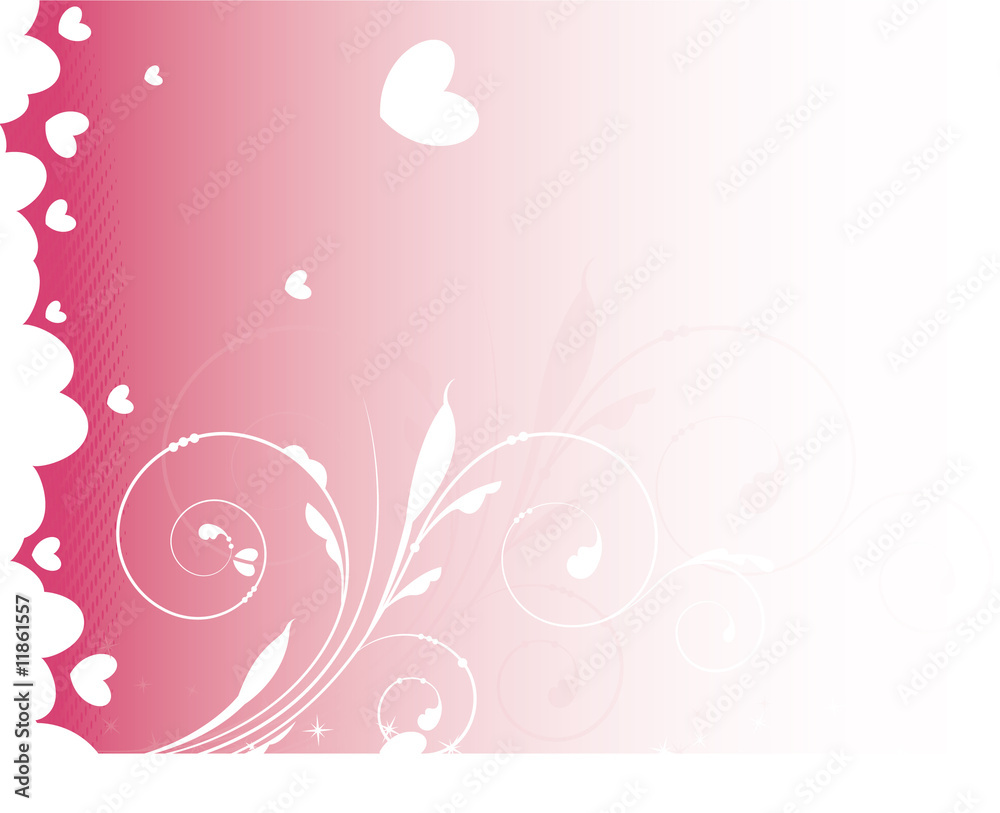 abstract illustration of a floral background with hearts abstract illustration of a floral background with hearts