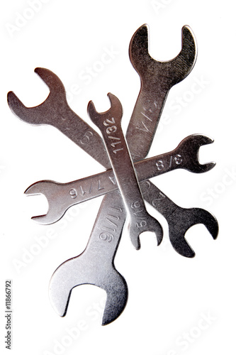 Spanners over white background