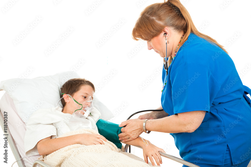 Obraz premium Boy in Hospital - Blood Pressure