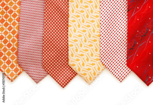 Selection of ties isolated on the white