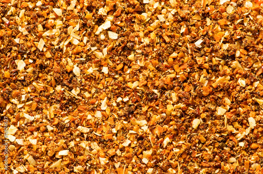 Red pepper and other spices arranged as background Red pepper and other spices arranged as background
