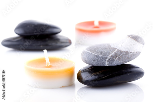 spa stones with candle