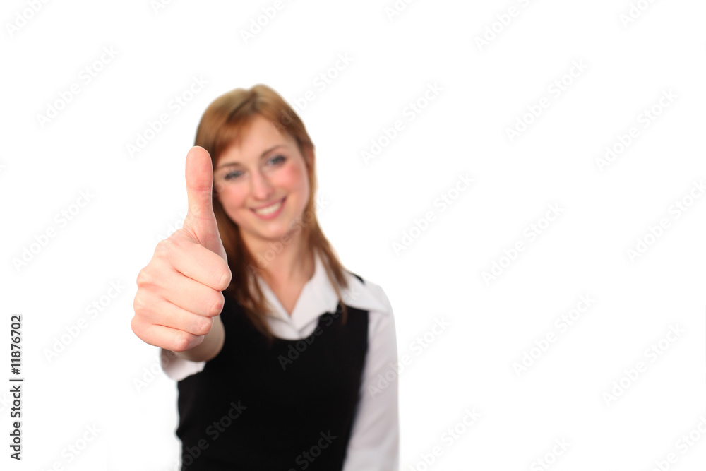 Business woman with her thumb up Business woman with her thumb up