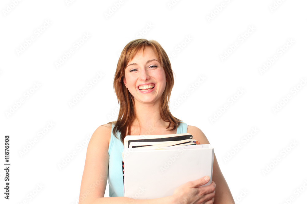 Teenager isolated against white with Books Teenager isolated against white with Books