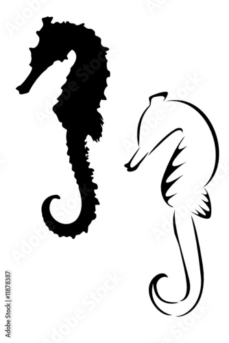 Set of two tribal seahorse tattoos