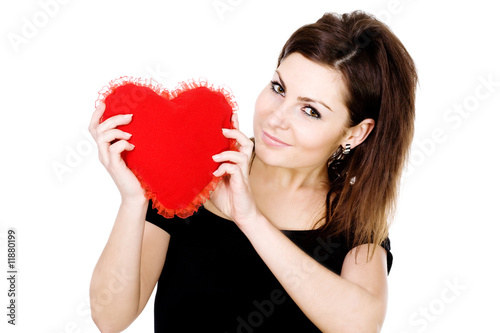 Woman with red heart
