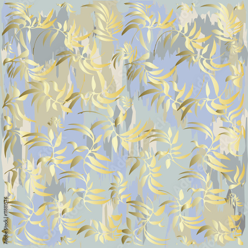 Wallpaper Mural Grunge background with  carved leaves (vector) Torontodigital.ca