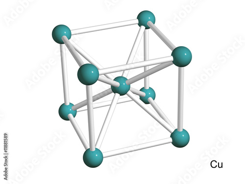 Fototapeta Naklejka Na Ścianę i Meble -  Isolated 3D model of a crystal lattice of copper