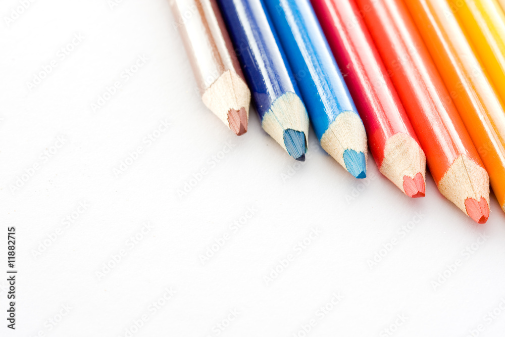 Naklejka premium Crayons on white background