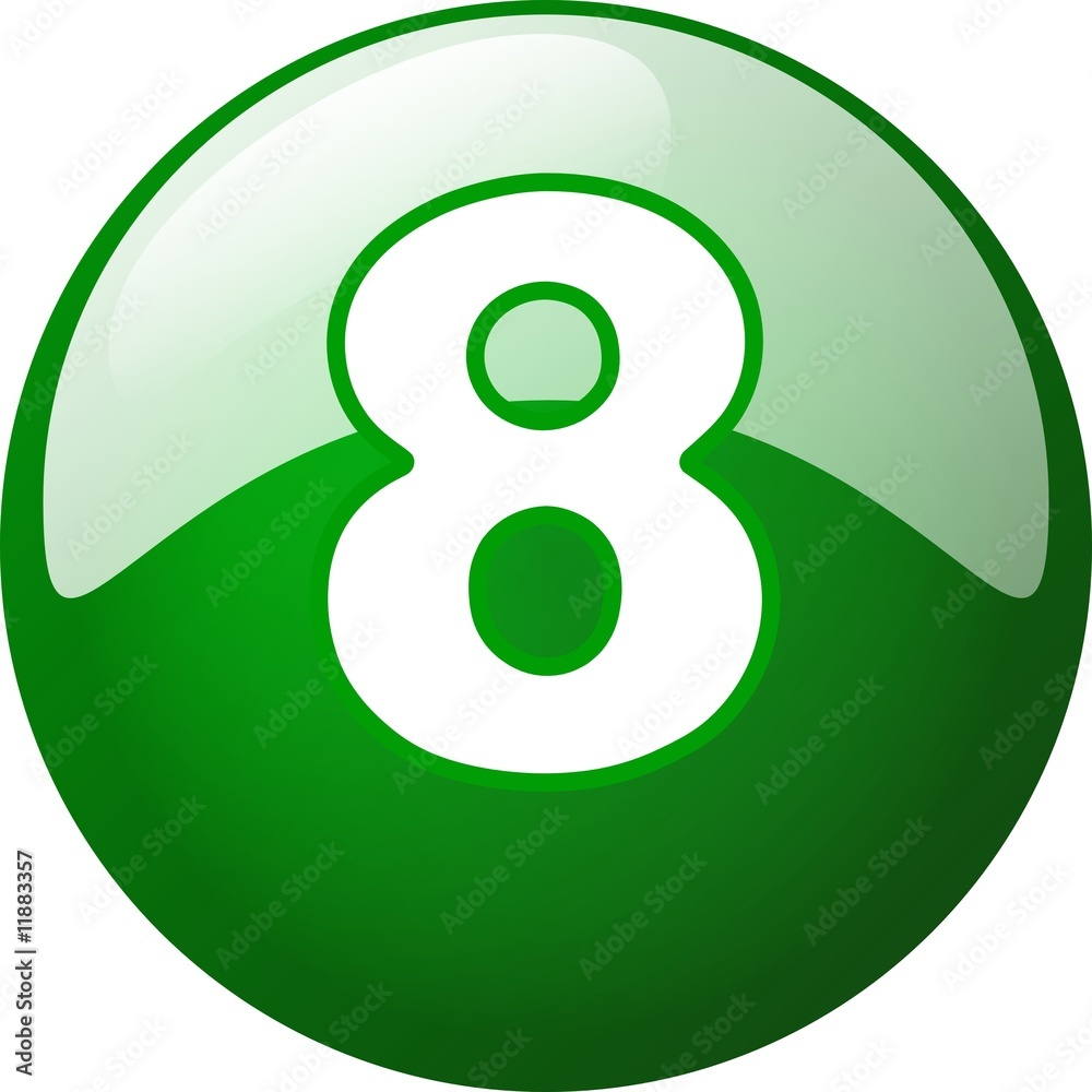 green eight (8) button - fresh 3d design illustration green eight (8) button - fresh 3d design illustration