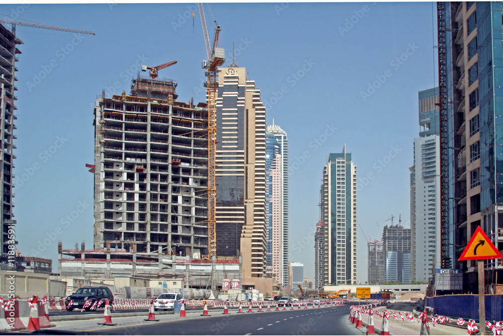 Fototapeta premium Baustellen, Bautätigkeit in Dubai
