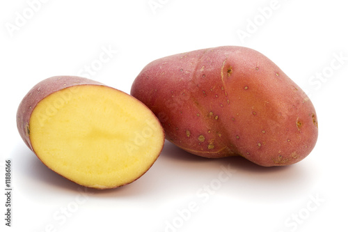 whole and half red miniature potato