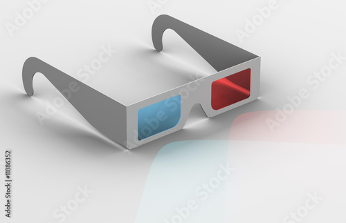 3-D Glasses with Light Showing Through Lenses