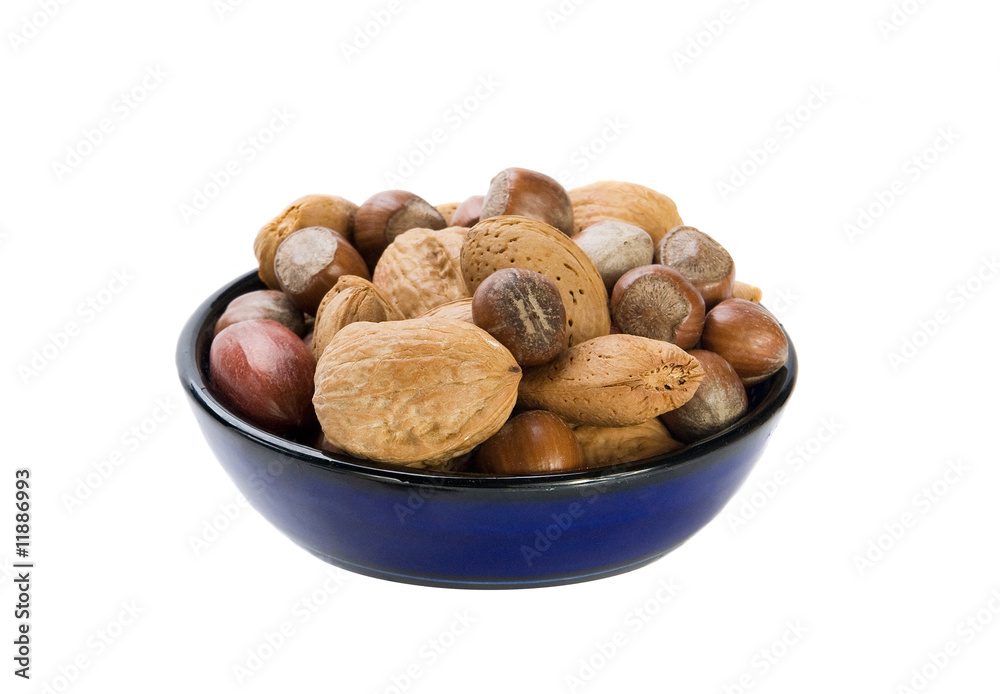 Nuts mix in blue plate