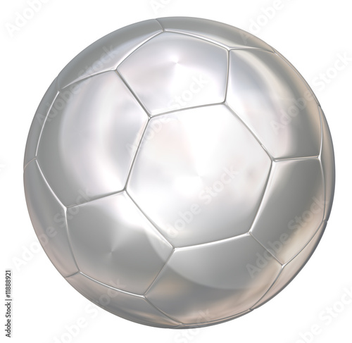 silver soccer ball on white