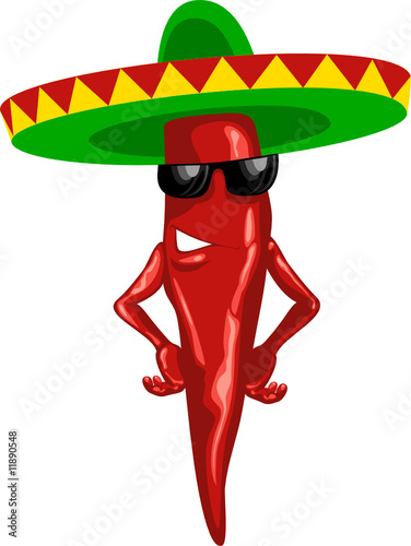 hot mexican chili green sombrero