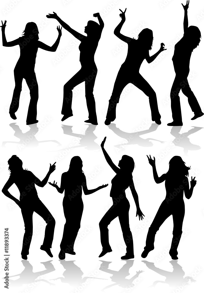 Fototapeta premium Women Silhouettes, dancing people