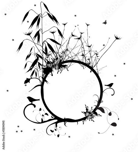 Floral banner with oats and grass
