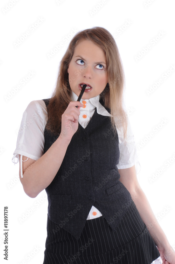 Sekretärin Frau Mädchen Studentin Business ratlos Sekretärin Frau Mädchen Studentin Business ratlos