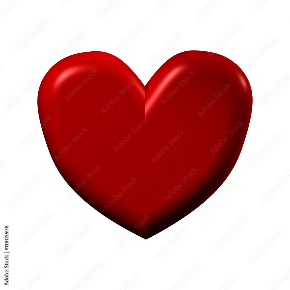 Red heart isolated on white.