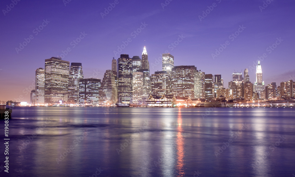 Manhattan city skyline at night