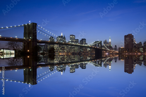 Brooklyn Bridge reflection at night