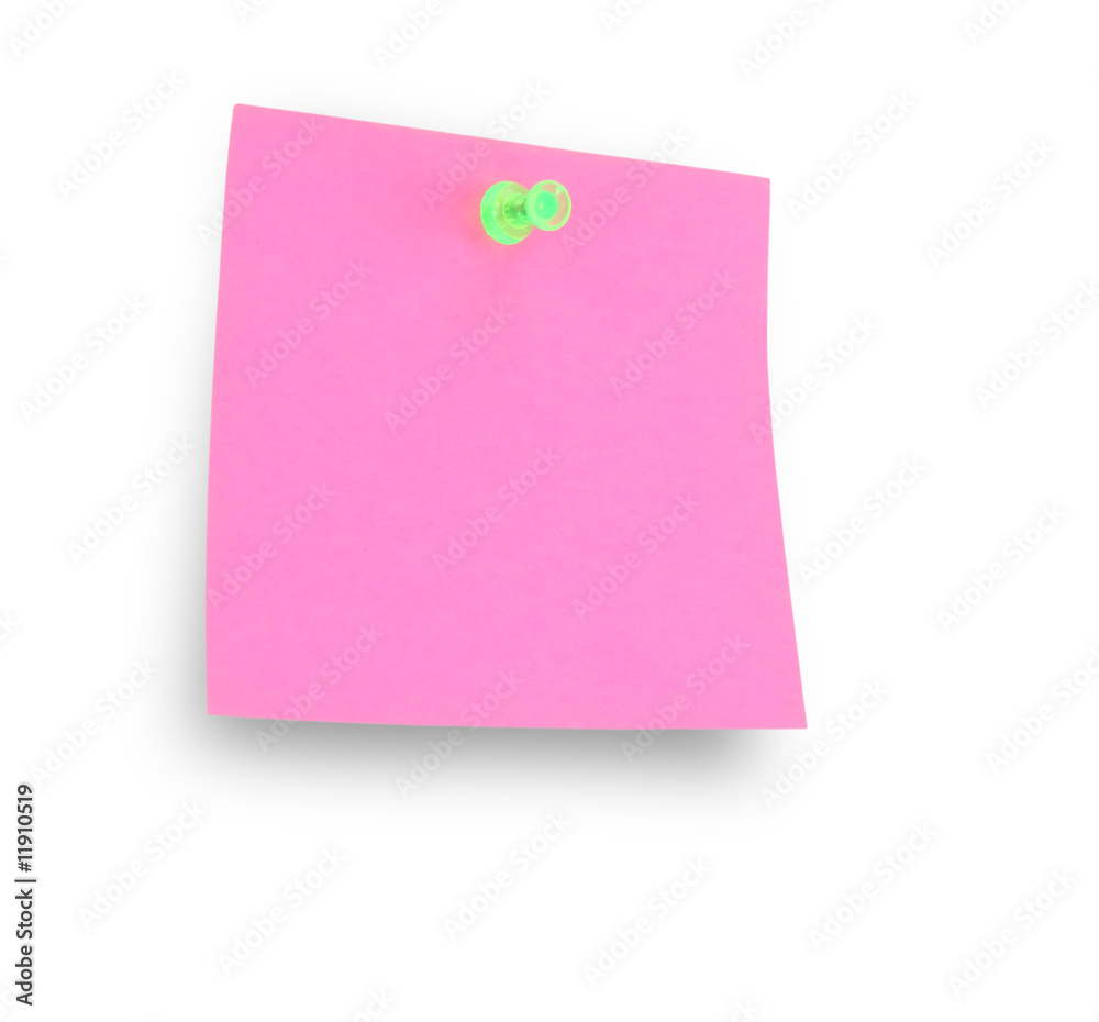 pink note pad reminder on wall with clipping path pink note pad reminder on wall with clipping path