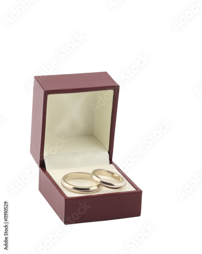 two wedding rings in box