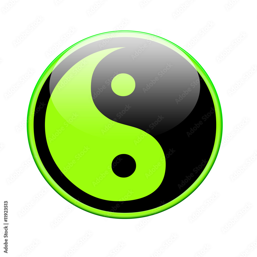 Yin and Yang glossy button