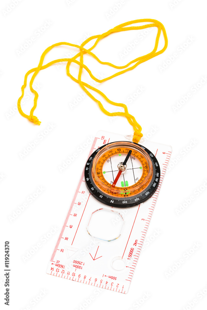 Compass with a yellow cord