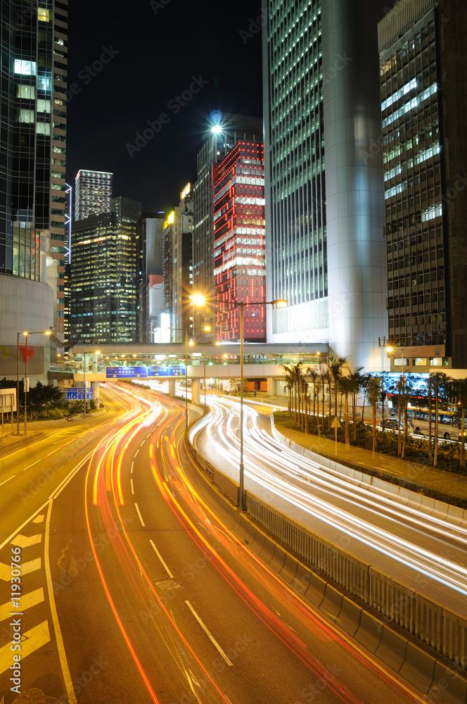 Fototapeta premium Night traffic in Hong Kong