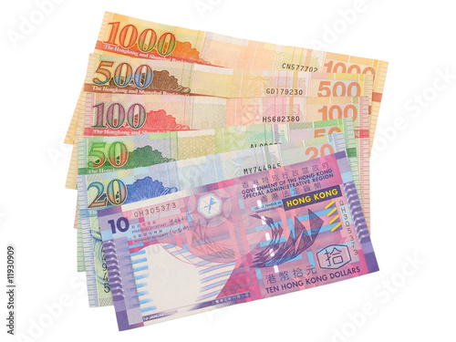 Hong Kong dollar bills closeup