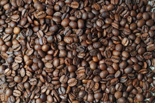 Close up of lots of espresso beans