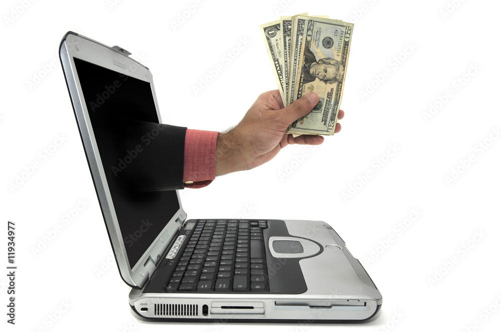 Laptop with money Laptop with money