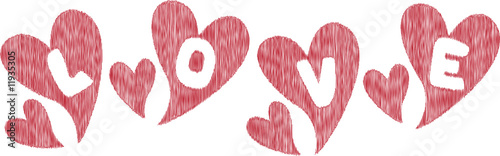 Love title with hearts