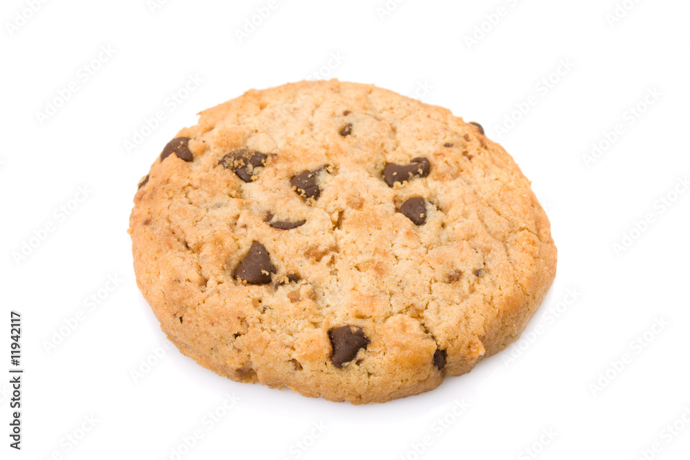 Chocolate chip cookie isolated on white background Chocolate chip cookie isolated on white background