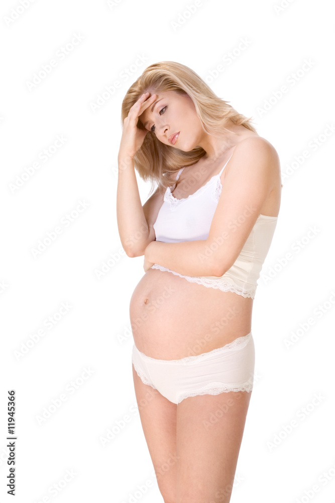Fototapeta premium Pregnant Woman unwell - headache or depression