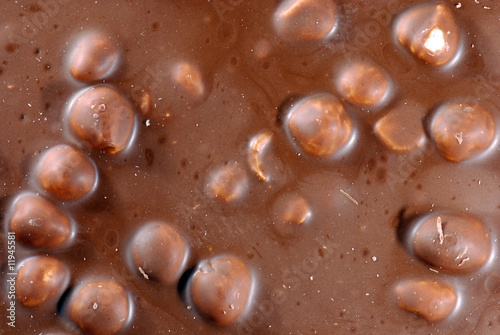delcious milk chocolate with hazelnuts in close-up
