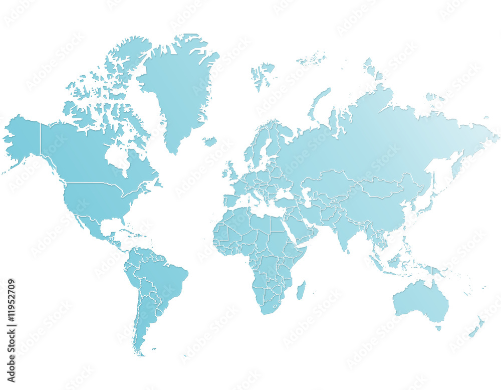 Obraz Niebieska mapa świata gradientowego