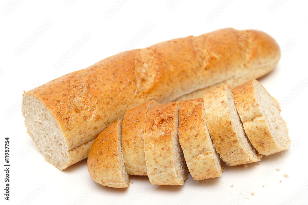 cutted long loaf with bran