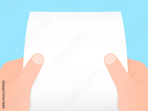 Two hands holding a blank sheet of paper