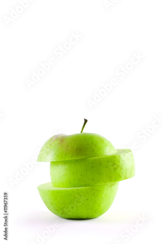 Sliced green apple